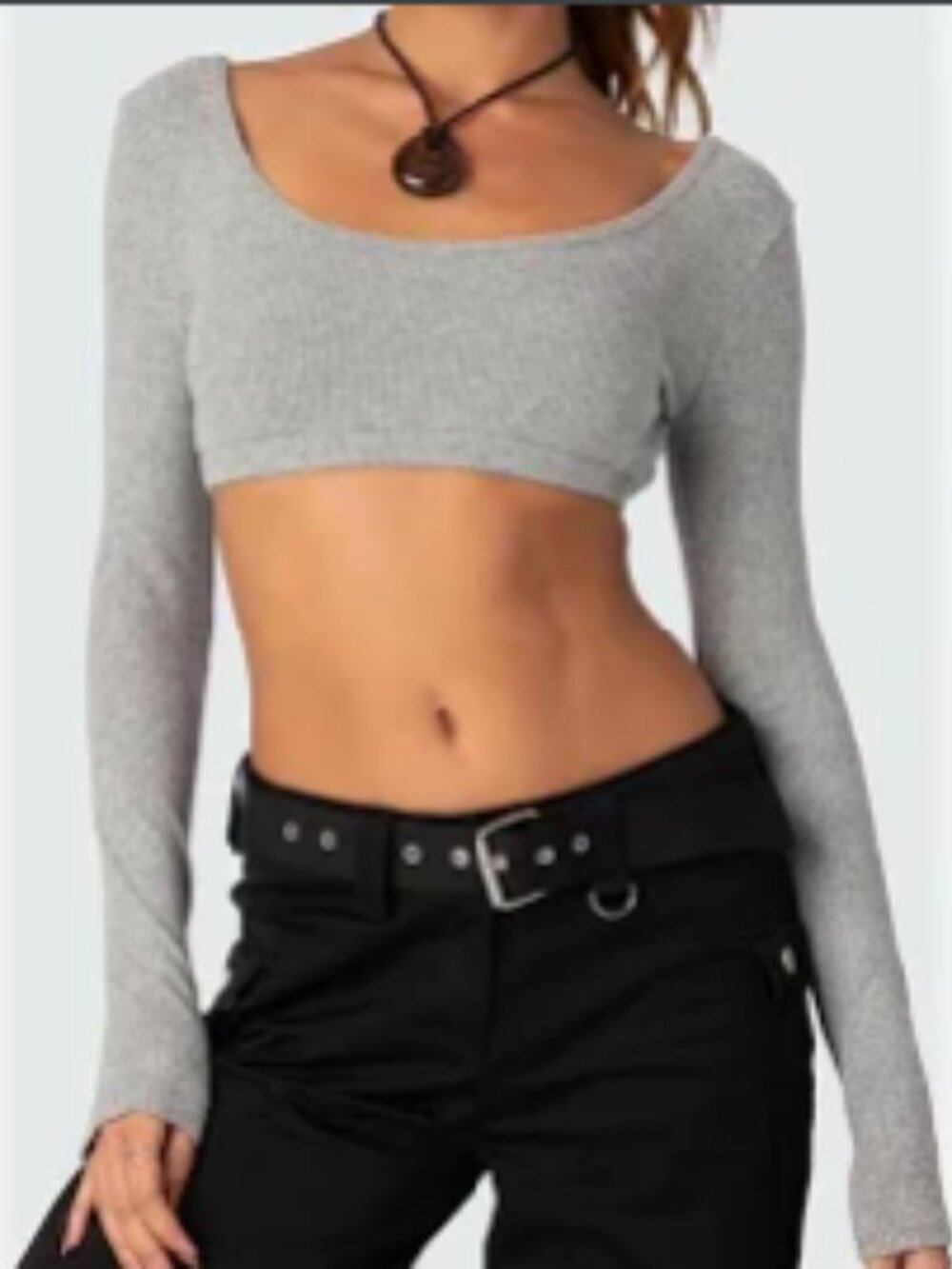 grey Edikted Super Cropped Ribbed longsleeve Size S
